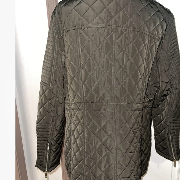 Michael Kors Woman’s Green With Gold Zippers Quilted  Hooded Jacket Size Xl - Picture 3 of 14